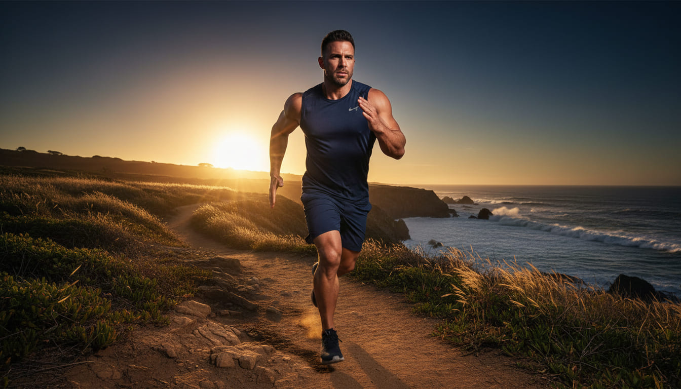 Active man running outdoors