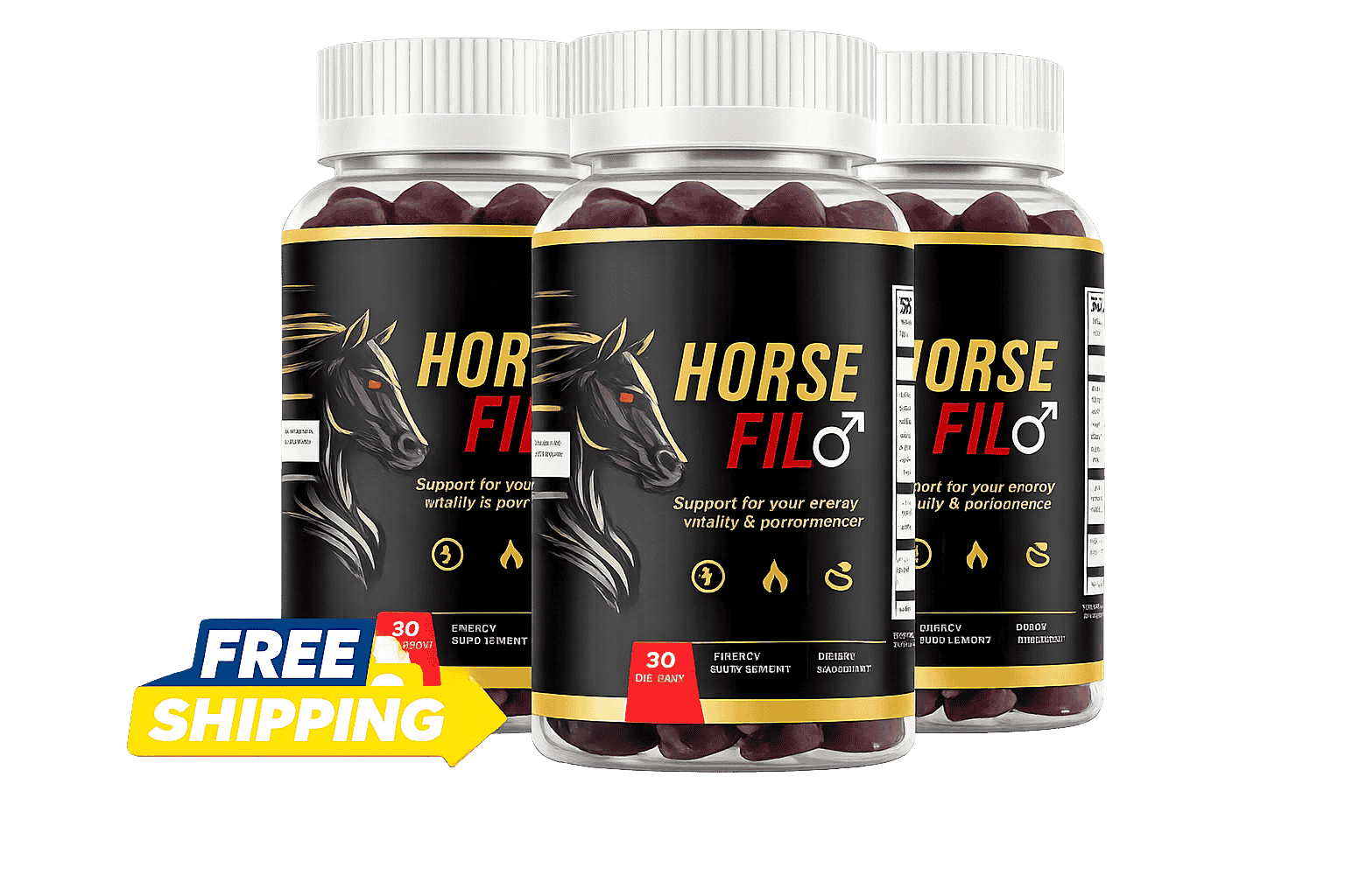 HorseFil 3-bottle premium men’s wellness supplement package